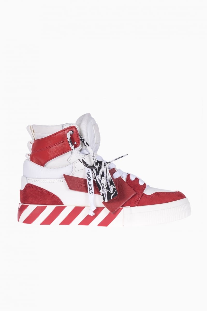 OFF WHITE MEN`S SNEAKERS HIGHT TOP VULCANIZED RED