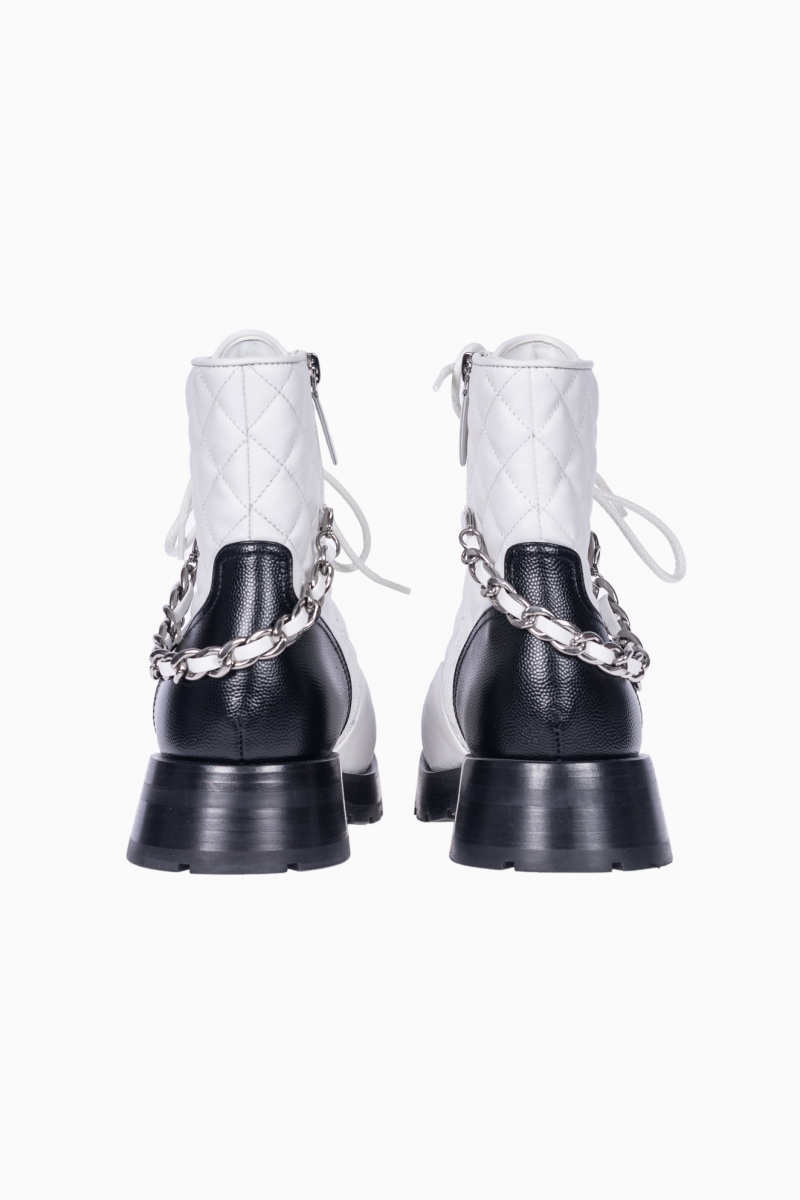 CHANEL WOMEN`S BOOTS CHAIN LACE-UP