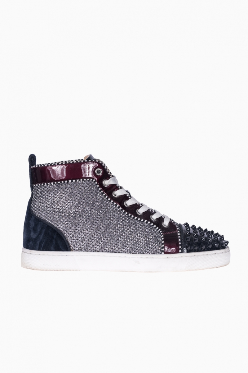 CHRISTIAN LOUBOUTIN HIGH-TOP SPIKES MEN`S 45 ANTIC SILVER