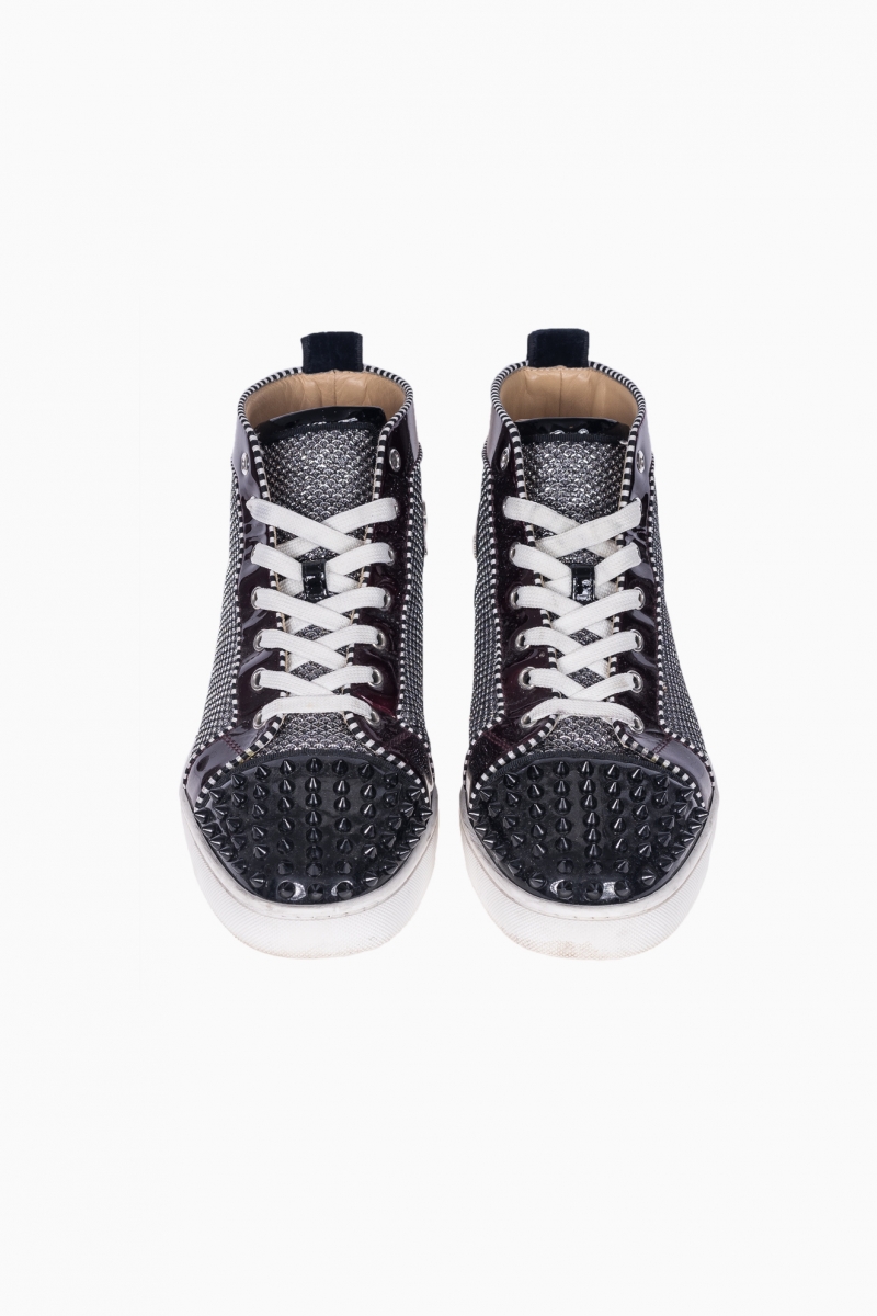 CHRISTIAN LOUBOUTIN HIGH-TOP SPIKES MEN`S 45 ANTIC SILVER