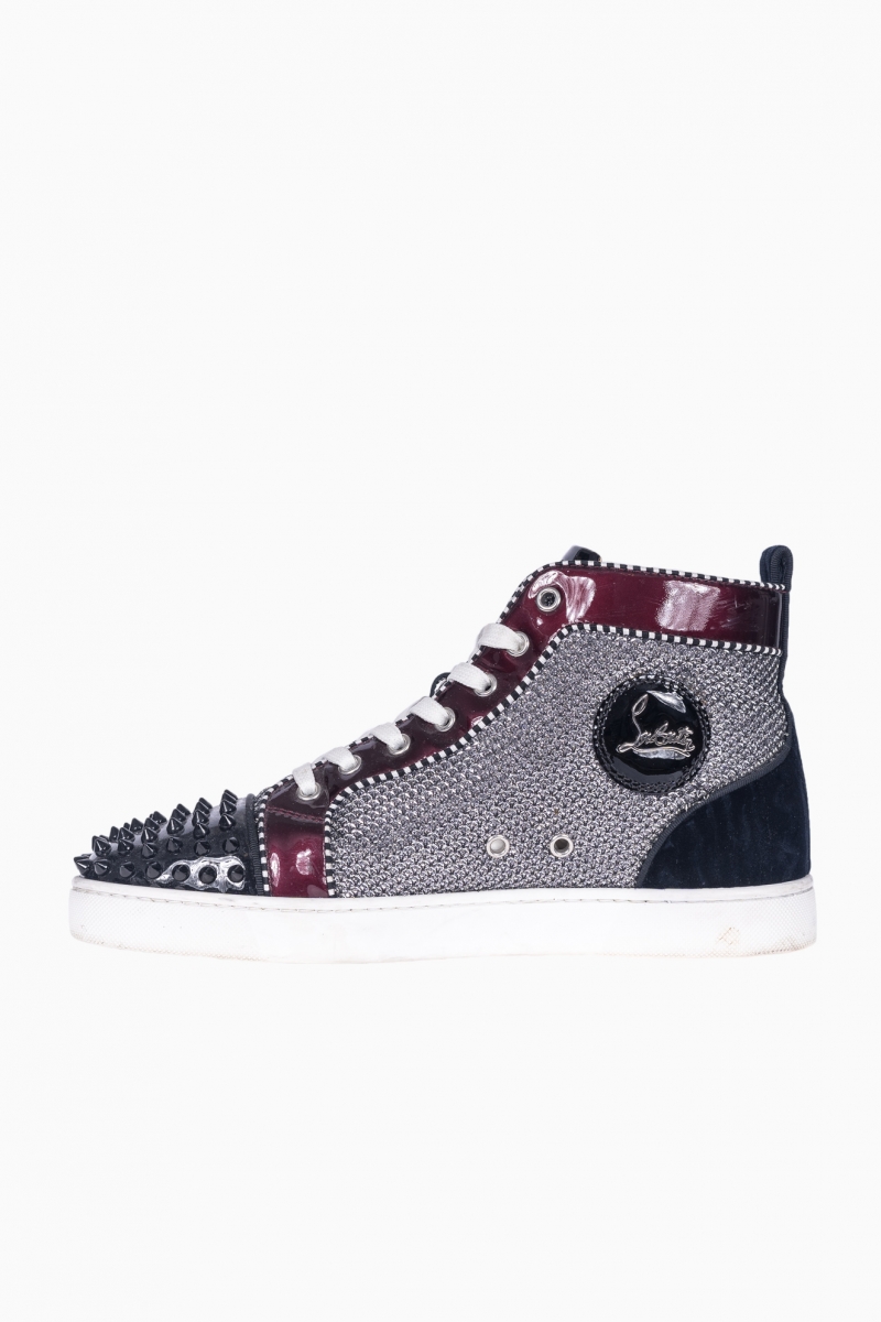 CHRISTIAN LOUBOUTIN HIGH-TOP SPIKES MEN`S 45 ANTIC SILVER