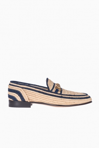 GUCCI MEN`S LOAFER HORSEBIT RAFFIA