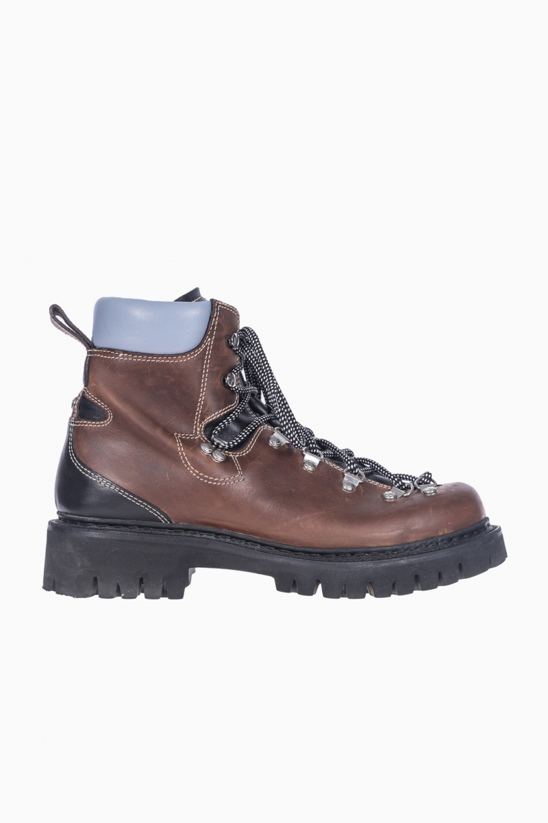 DSQUARED2 MEN'S BOOTS NEW HIKING BROWN LEATHER