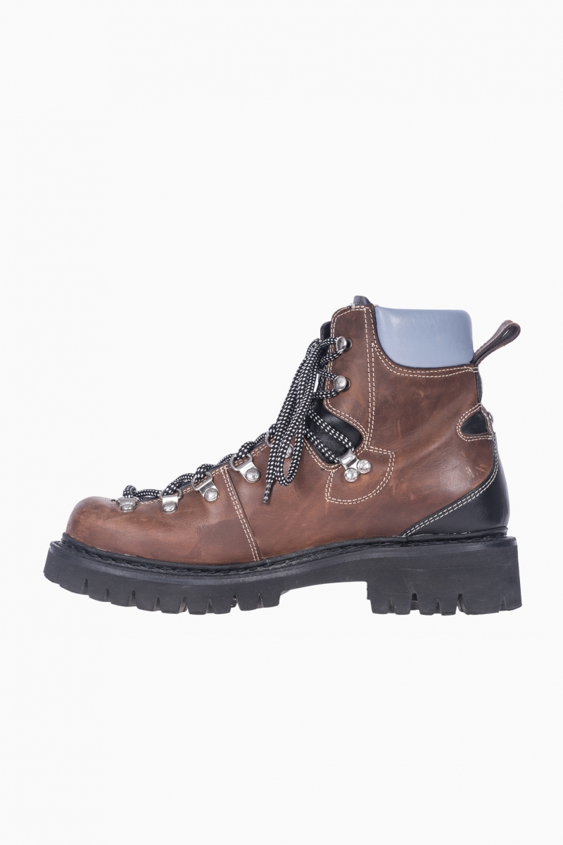 DSQUARED2 MEN'S BOOTS NEW HIKING BROWN LEATHER