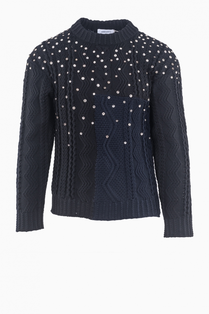 ALEXANDER McQUEEN CRYSTAL ARAN SWEATER MEN'S JACKET