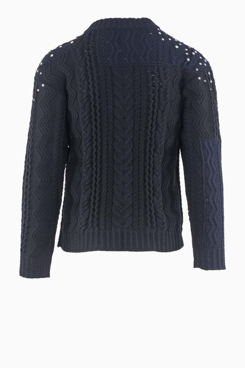 ALEXANDER McQUEEN CRYSTAL ARAN SWEATER MEN'S JACKET