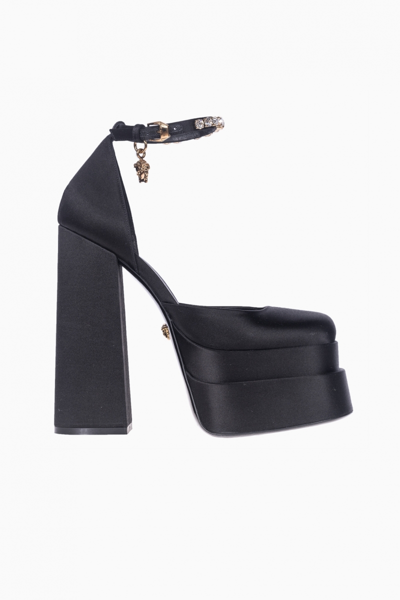 VERSACE WOMEN'S MEDUSA AEVITAS SATIN PUMPS
